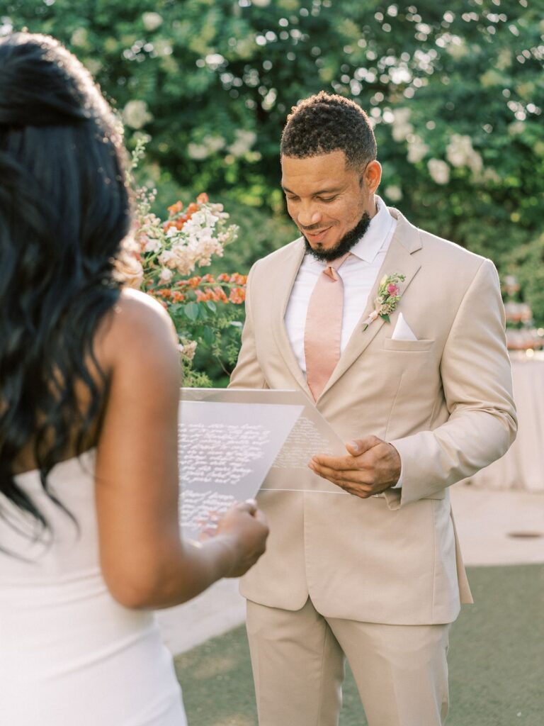 McGovern Centennial Gardens wedding bride groom vows